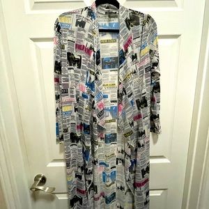 Funny Fashion News Printed Long Duster or Cover Up….